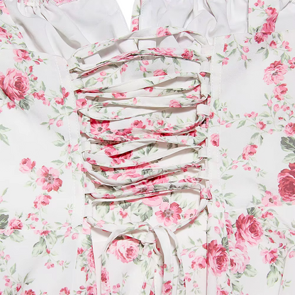 Summer Elegance Midi – Lace-Up Split Dress