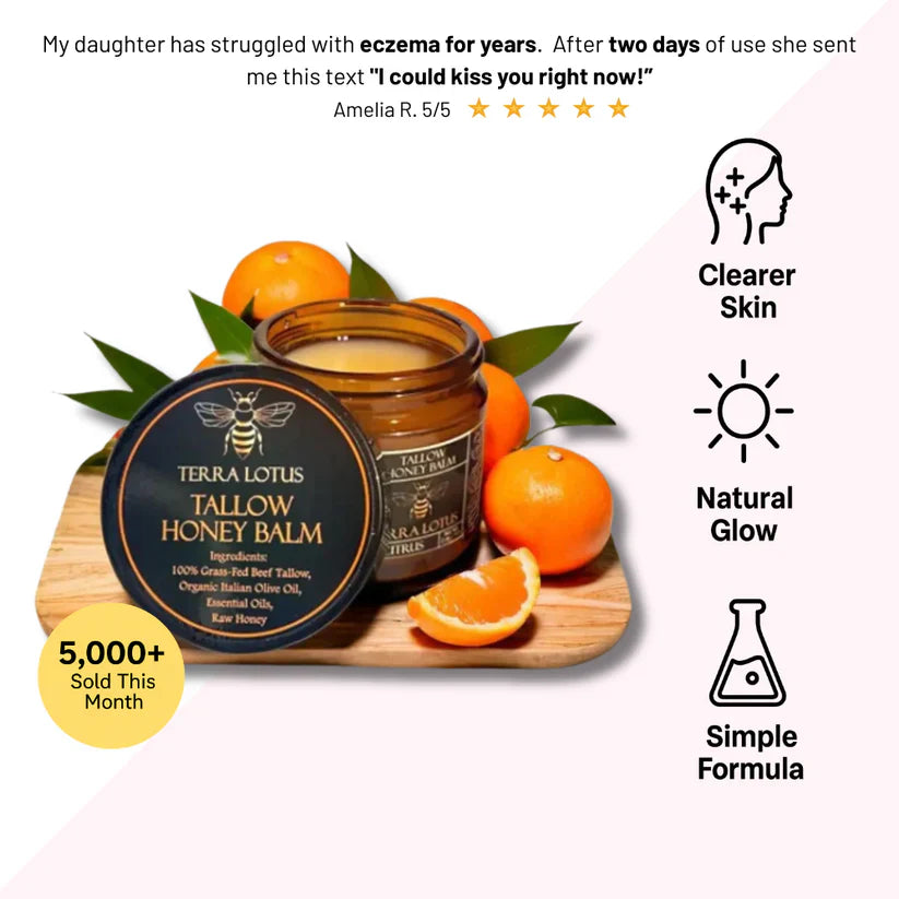 Organic Grass-Fed Beef Tallow Balm with Raw Honey